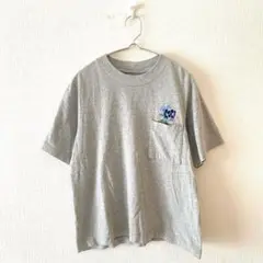 ☆【ユニクロ】Tシャツ 花柄刺繍 綿100％ クルーネック 胸ポケット有 半袖S