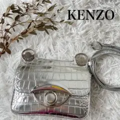 【大人気】 ケンゾー 目玉 ショルダーバッグ シルバー 2way クロコ型押し