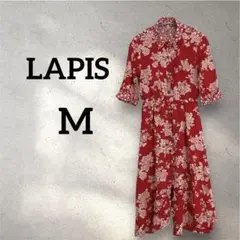 LAPIS 【M】花柄 半袖ワンピース レッド