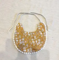 花柄スタイ・よだれかけ・マスタードイエロー