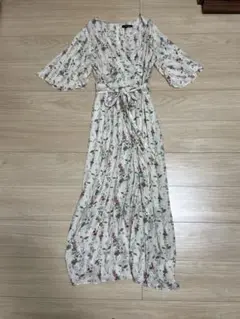 ウエストタイ　カシュクール　フラワーロングワンピース