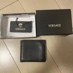 VERSACE ブラックレザー 二つ折り財布