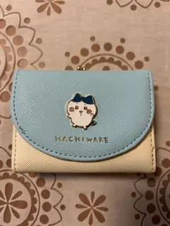 ハチワレ キャラクター財布 水色 クリーム色
