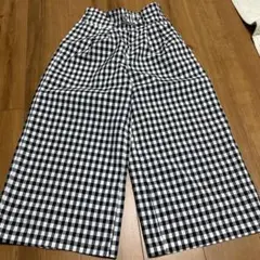 150センチ　RICCA RICCA チェック柄 ワイドパンツ インクシミあり