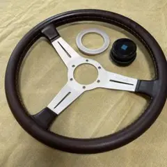 超希少！！ブラウンレザー　ナルディステアリング360mm ホーンボタンリング付き 超希少！！ブラウンレザーナルディステアリング360mm ホーン
