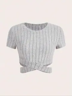 SHEIN クリスクロス カットアウトウエスト クロップシャツ