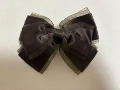 こげ茶　バレッタ リボン