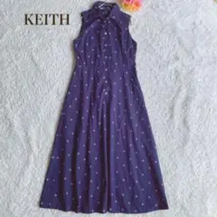 キース【M】ネイビー アンカー柄 ノースリーブワンピース 落ち着き