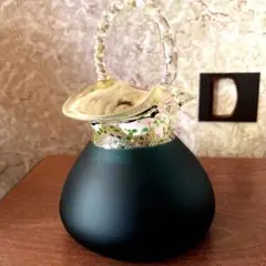 黒木国昭 金彩手付 ガラス 花瓶 作家 盃 花器 現代の名工 造 工芸硝子 金彩