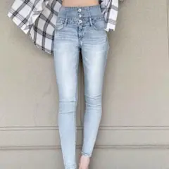 GYDA H/W ウエストクロススキニーデニムパンツ
