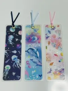 NO.18 ハンドメイド　しおり　海の世界　3枚セット
