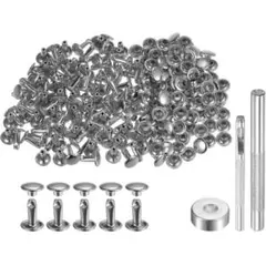 uxcell 100セット レザーリベット 10 x 8mm メタルダブル