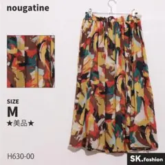 ★美品★ nougatine スカート　ロング丈　フレア　総柄　ウエスト調節可能