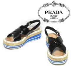 PRADA プラダ サンダル ブラック×ブルー系 ボリュームソール サイズ35