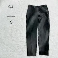 【GU】ジーユー テーパードパンツ ストライプ柄 ウエストゴム 美脚 春夏
