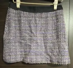 BEAMS　紫系ツイードミニタイトスカート 38