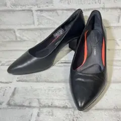 【美品】ロックポート レザーパンプス　美スタイル　太ヒール　冠婚葬祭　通勤　黒
