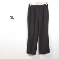 カジュアルパンツ　3L　ダークブラウン ストレート　ゆったり　レディース