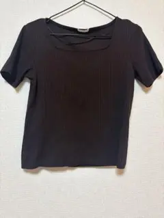 半袖Tシャツ　ストライプ　ダークブラウン