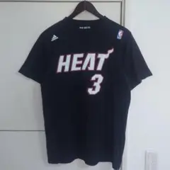 adidas 両面プリントTシャツ NBA ヒート ウェイド 古着 バスケ