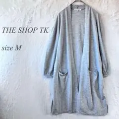 THE SHOP TK ロング長袖ラップカーディガン M グレー 827