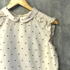 DEICY ハート柄フリルノースリーブシャツ F