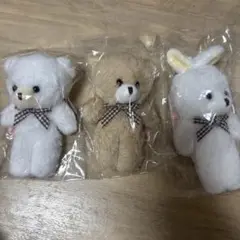 くまちゃんうさちゃん もこもこぬいぐるみ ボールチェーン付き
