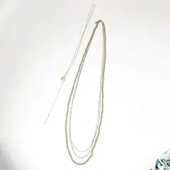 UNTITLED ゴールド 3連メタルネックレス 2本セット