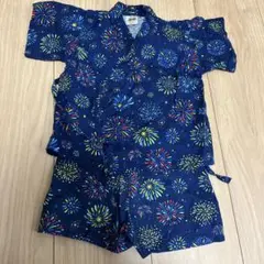 80 花火柄 ネイビー甚平 80cm