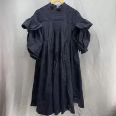 $ LANVIN en Bleu ネイビー フリルワンピース 36