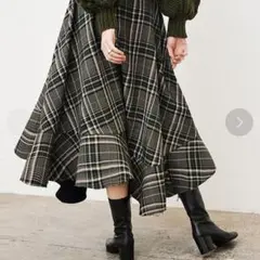 clane アシンメトリーヘムチェックスカート