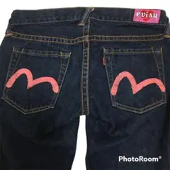 ☆ EVISU DONNA ピンクカモメ ボタンフライ ジーンズ 25×32