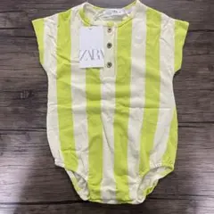 ZARA Baby ザラベビー ロンパース 黄緑ストライプ