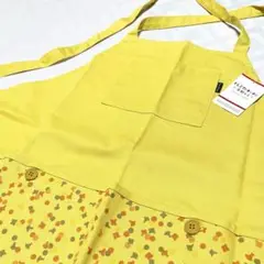 【新品未着用タグ付き】平野レミ ドレミファキッチン 黄色エプロン　着丈調整可能
