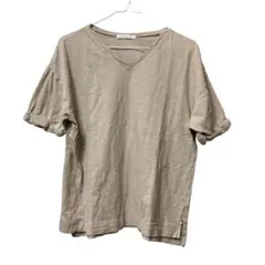 レディース　Vネック Tシャツ 半袖　ベージュ　フリーサイズ