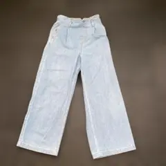 ‼️未使用に近い‼️ワイド　ジーンズパンツ　 フリーサイズゴム、ベルト69×94