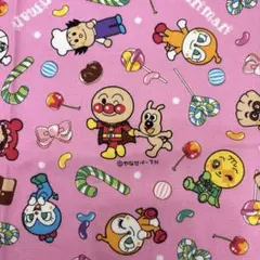 アンパンマン　生地　ピンク　はぎれ