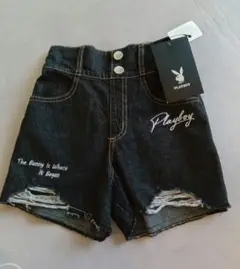 新品 Playboy ブラック ショートデニム パンツ 150