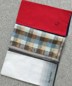 【未使用】メンズ ハンカチ 3枚 まとめ売り FENDI dunhill
