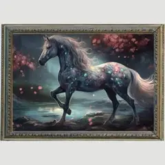 Ｐ1103 開運•風水•絵画風•ヒーリングアート　白馬