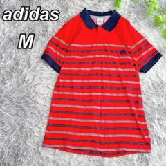 adidas 【M】アディダス ボーダー 半袖 ポロシャツ メンズ ロゴワッペン