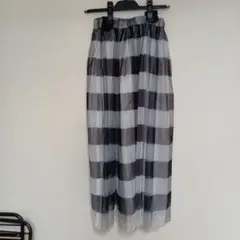 Comme ca Mature 黒と白のチェック柄ロングスカート F