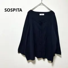 SOSPITA ネイビー　ニットカーディガン　大きい薄手　透け　4L シアー