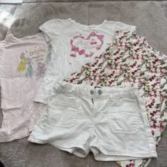 UT フラワープリントとメゾピアノTシャツショートパンツセット 130cm