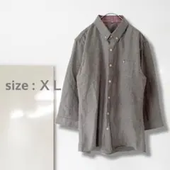 n1【一点物】シャツ/美品 七分袖 伸縮性 XL グレー ゆるだぼ 綿入り 楽