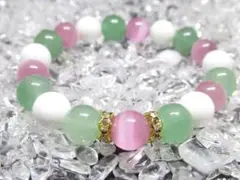 〇【ピンクキャッツアイ×アベンチュリン】天然石ブレスレット