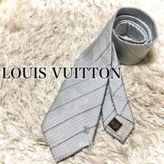 LOUIS VUITTON ルイヴィトン ネクタイ シルク ダミエ 青 ブルー