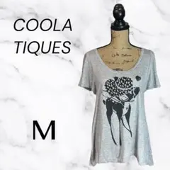 美品✨【COOLATIQUES】フレアロング丈ビーズTシャツ　バンビ　グレー