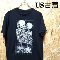 US古着 ガイコツ 骸骨 スカル 半袖Tシャツ プリントTシャツ