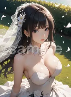 wd18● AI 美女 A4 ポスター 光沢紙 ウェディングドレス 花嫁 人妻